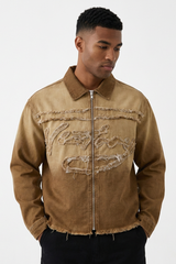 Men's Ombre Vintage Washed Denim Trucker Jacket
