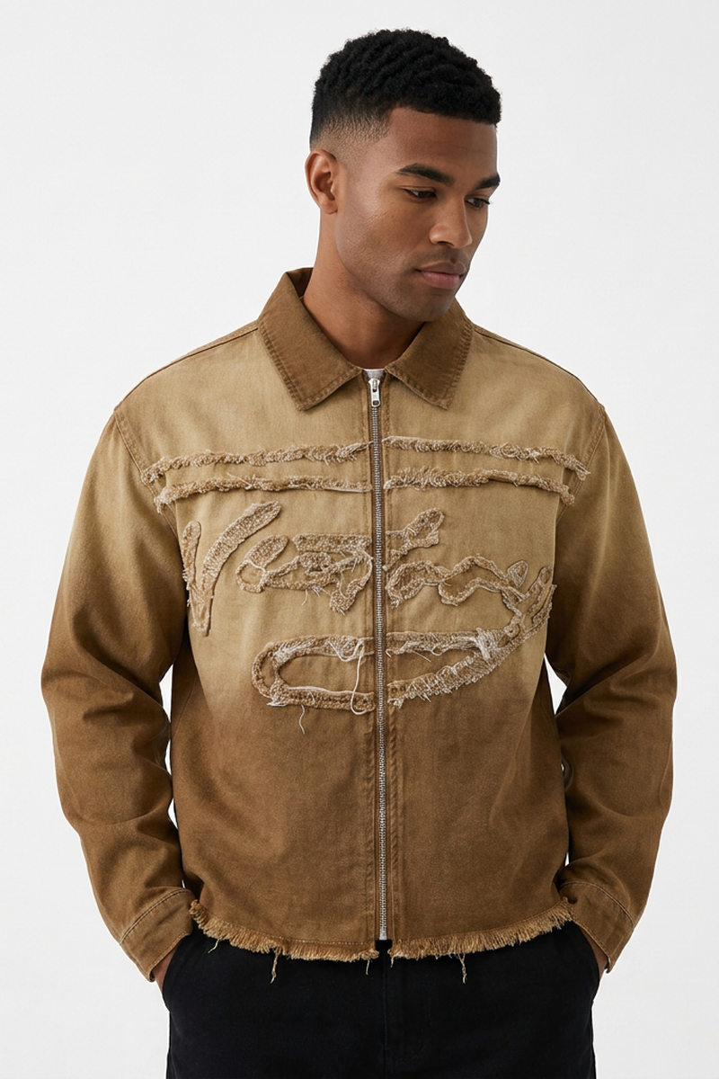 Men's Ombre Vintage Washed Denim Trucker Jacket