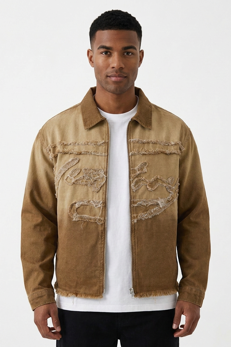 Men's Ombre Vintage Washed Denim Trucker Jacket