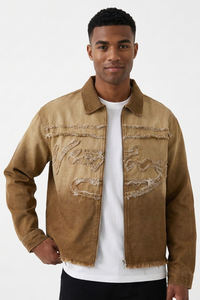 Men's Ombre Vintage Washed Denim Trucker Jacket