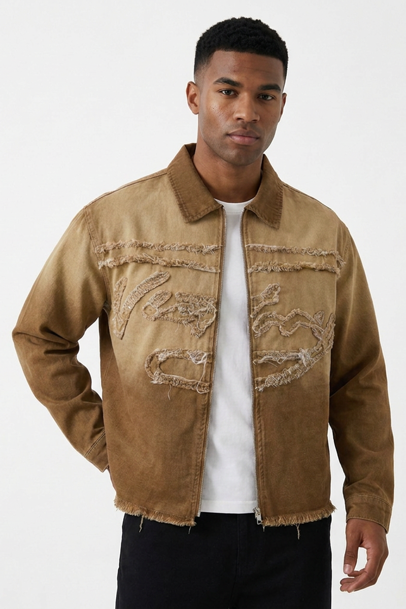 Men's Ombre Vintage Washed Denim Trucker Jacket