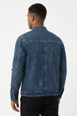 Men's Fall 100% Cotton Vintage Stand Collar Denim Jacket
