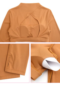 Thumb Hole  Backless  Long Sleeve Fitness Crop Tops