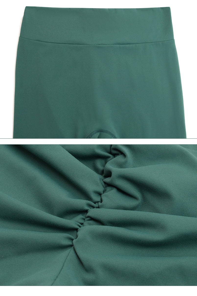 Women's V-Waist Hips Pleated Peach Hips Leggings